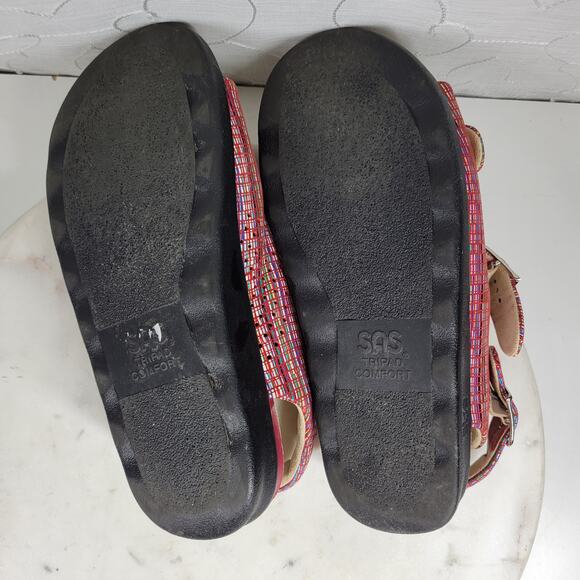 SAS Relaxed Rainbow Sandals Womens 7 Red Leather Open Toe Casual Slingback Strap - Picture 14 of 16